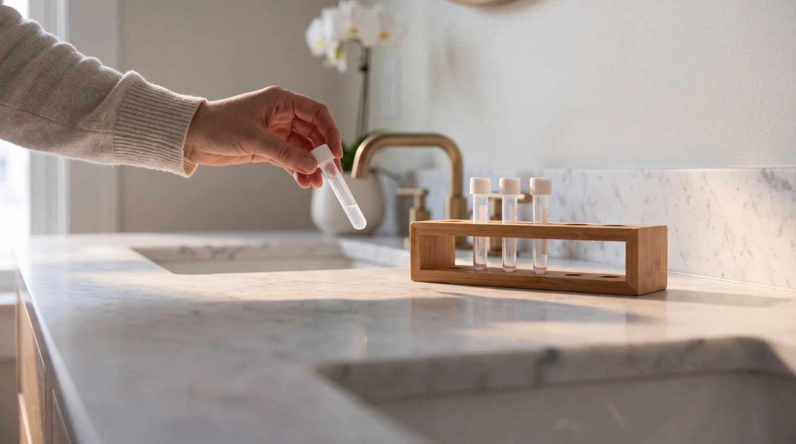 Four saliva collection tubes laid out in sequence for a diurnal cortisol test