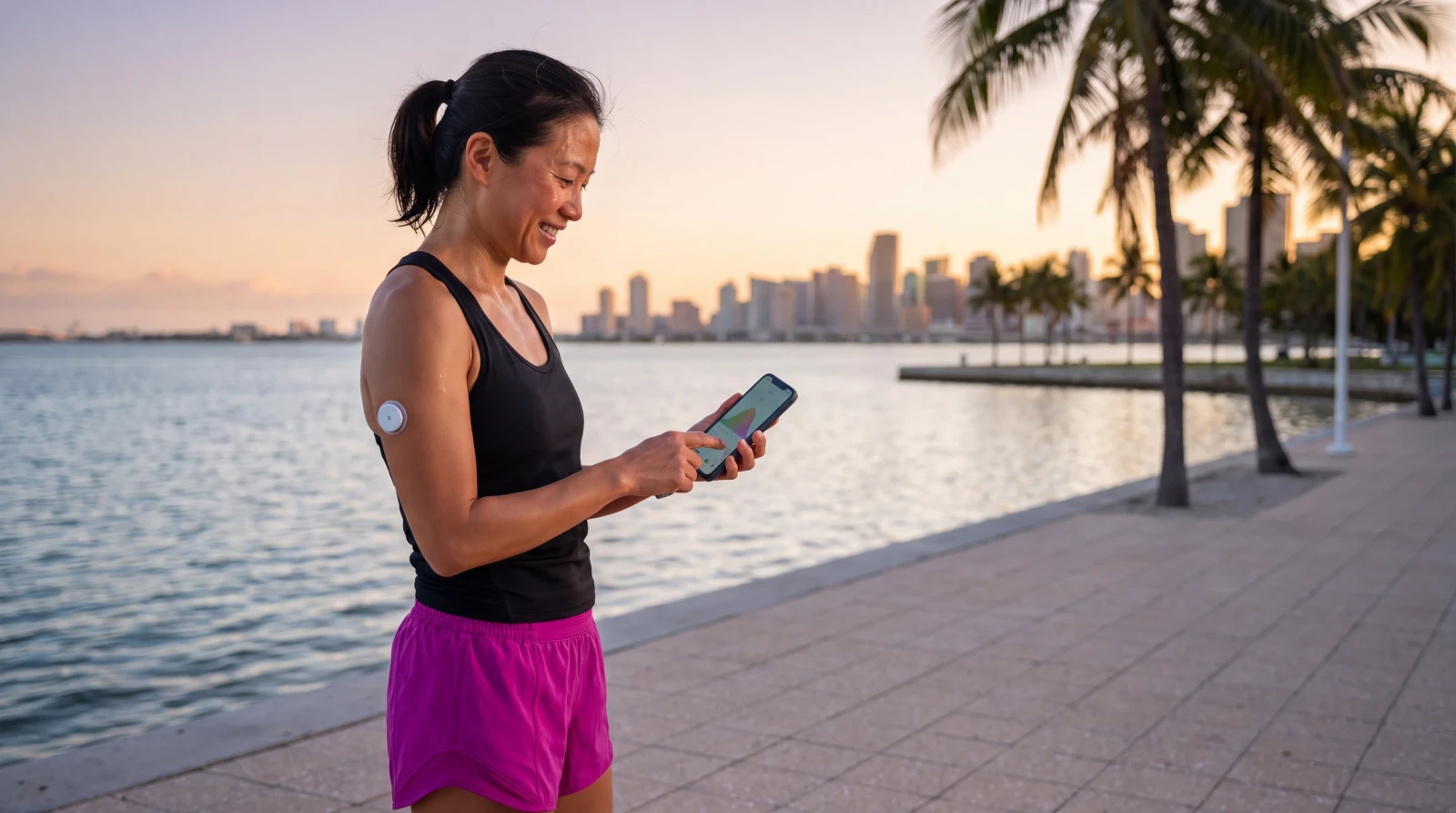 Continuous glucose monitor sensor and its applicator on a pale linen surface